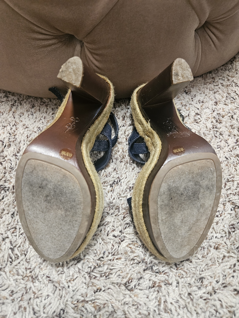 Jessica Simpson Navy Denim Espadrille Wedge Sandals - Picture 11 of 16